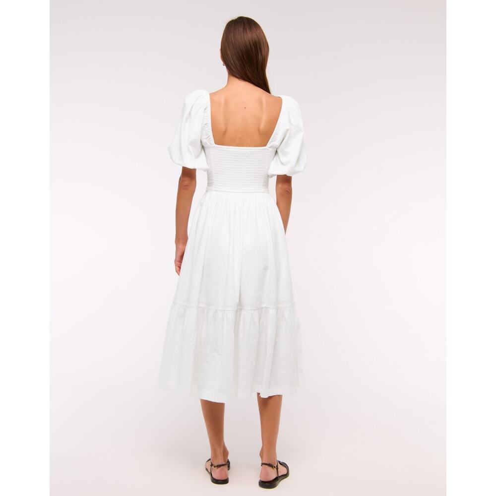 Abercrombie & Fitch White Puff Sleeve Sundress